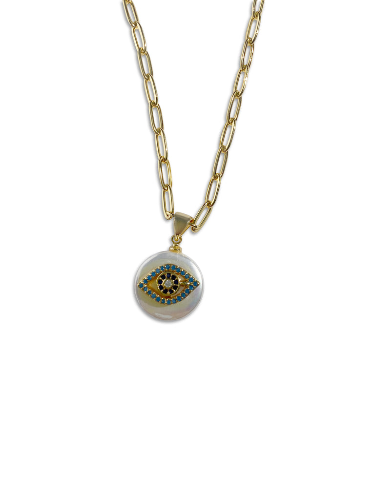 'Always Protected' Bejeweled Evil Eye Necklace